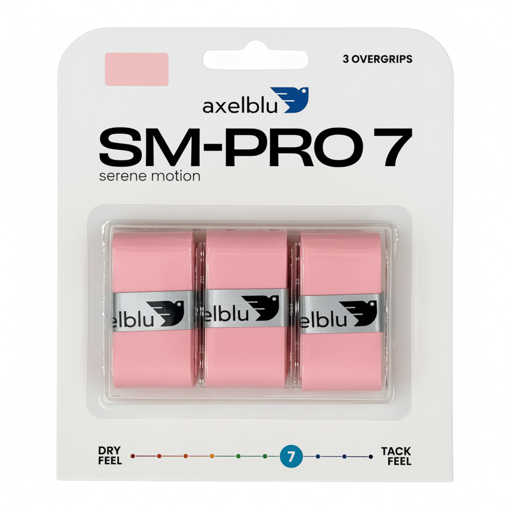 Axelblu SM-PRO 7 pink overgrips in a 3-pack blister card.