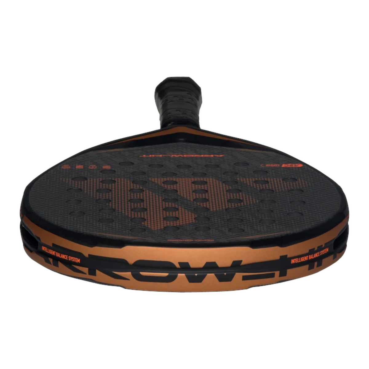 Axelblu Ltd Adidas Arrow Hit CTRL 2026 padel racket in black and copper with textured surface and balance system