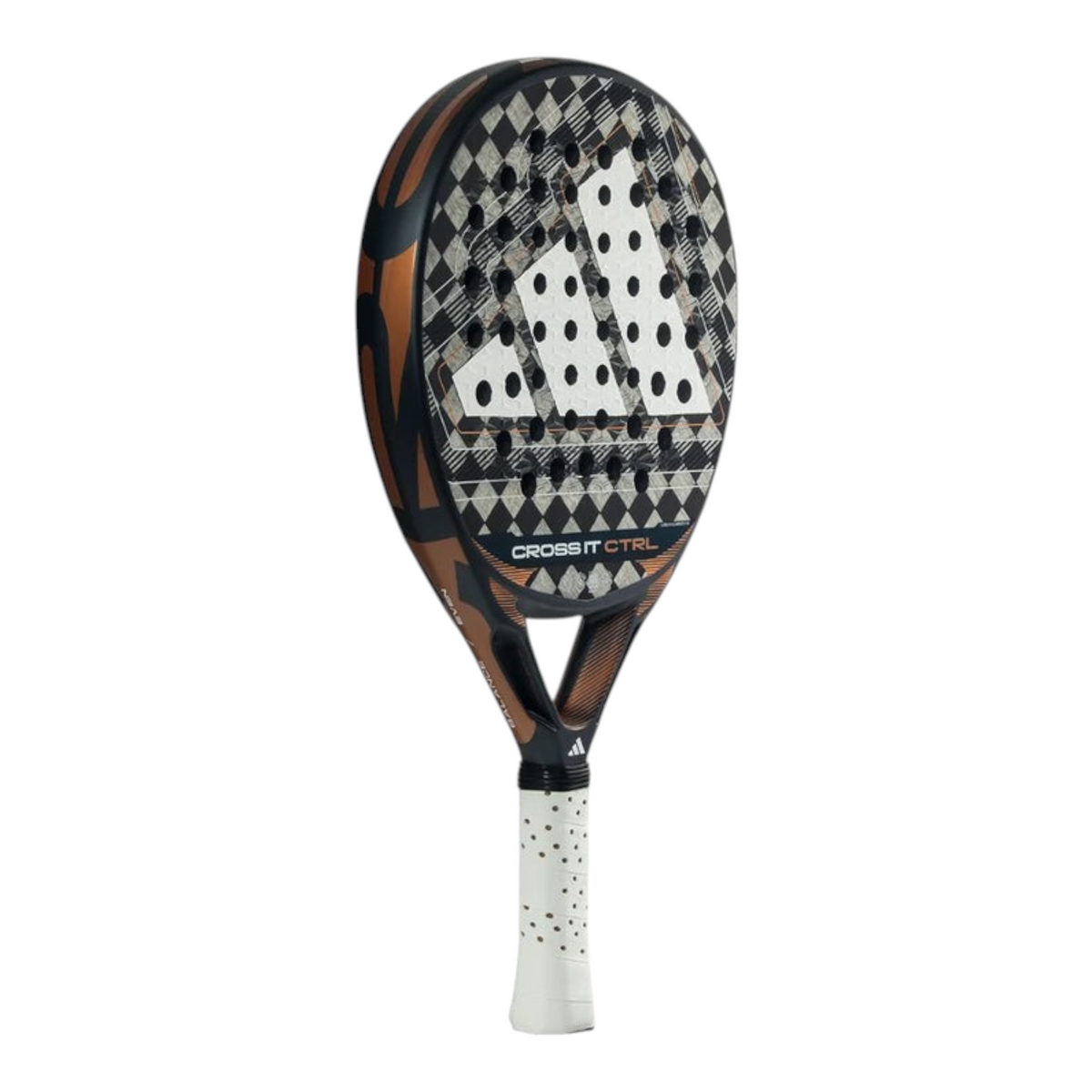 Axelblu Ltd Adidas CROSSIT CTRL 2026 padel racket with black and copper carbon fibre finish and textured surface