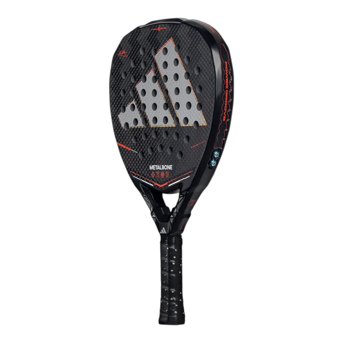 Axelblu Ltd Adidas Metalbone 2026 Ale Galan padel racket in black and grey with carbon fibre and adjustable weights